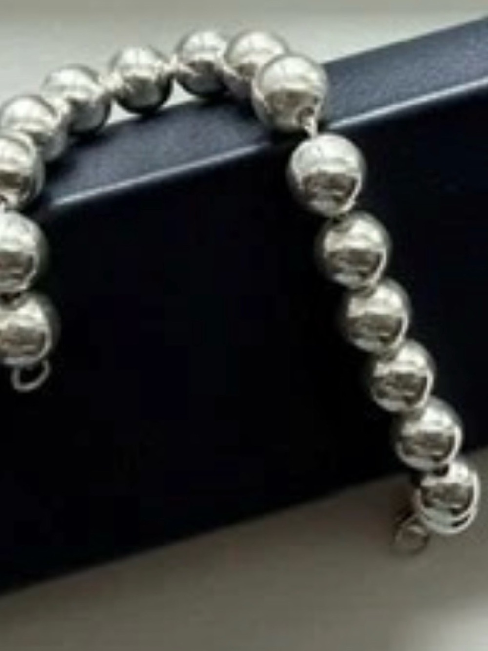 Tiffany & Co. Sterling Silver Bead Bracelet w/Tiffany Blue Pouch, no wear at all - Picture 2 of 12